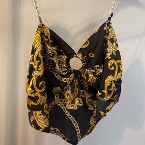 Satin Chain Strap Crop Top